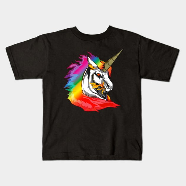 Cute Metal Rainbow Unicorn Metallic Mythical Horse Kids T-Shirt by theperfectpresents